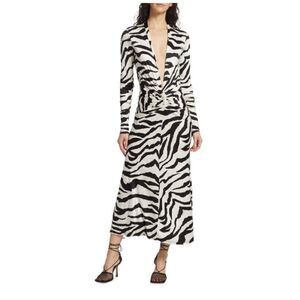 Ronny Kobo Plunging V Neck Maxi Dress size L